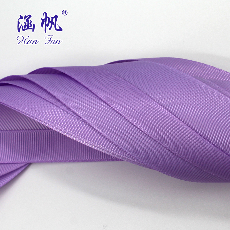 Purple threaded webbed is available. We offer solid-color polyester ribbed ribbons of 25mm for gift decoration and colorful DIY accessories details Picture