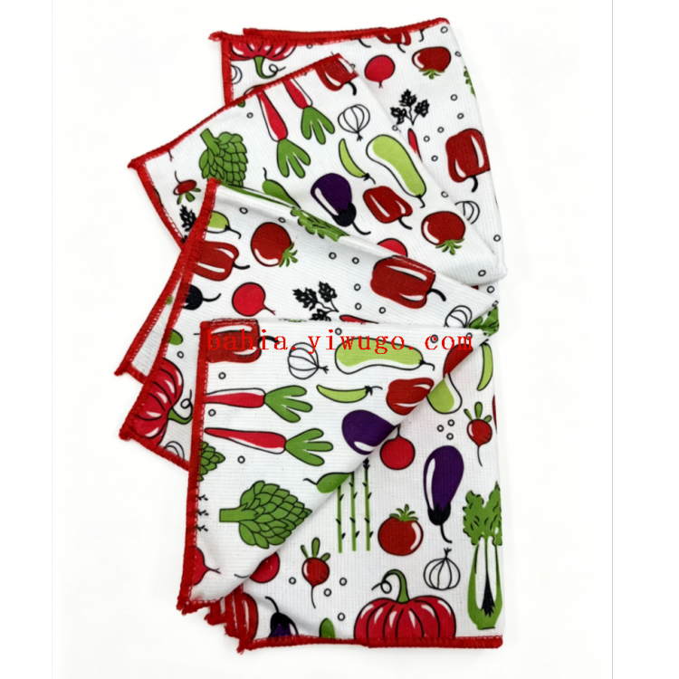 A variety of printed 30*30cm lockstitch multi-layer mesh cloth for kitchen dishcloths and cleaning scouring pads Specification image