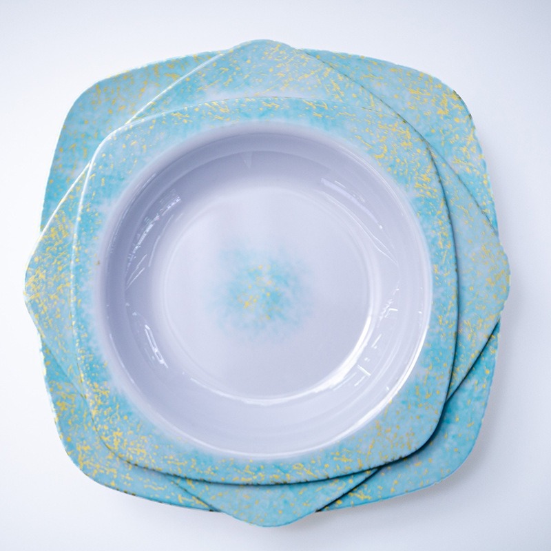 A high-end imitation porcelain housewarming gift set of bowls, plates, kitchenware, complete sets of bowls, plates and tableware for home use Item Picture