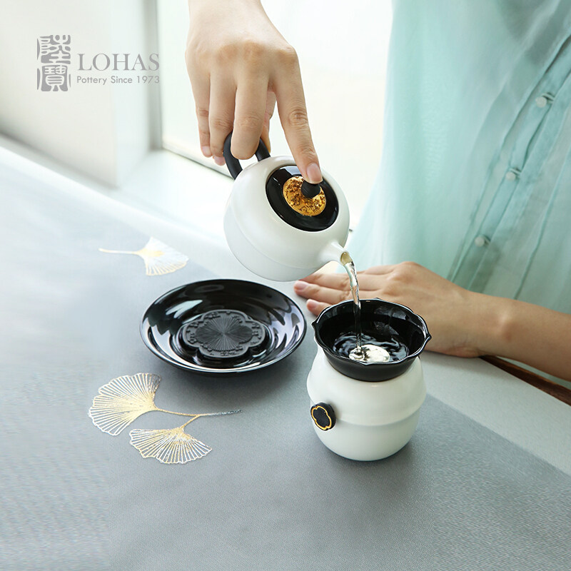 Lu Bao Ceramic Tea Set, a complete set of tea sets, new Chinese-style tea brewing gift box, crabapple Qinghuan tea gift set, local flavor Specification image