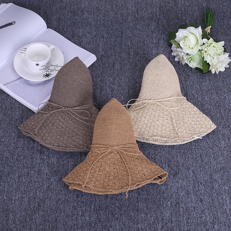 Wholesale of new summer women's wide-brimmed beach hats in Korean style, foldable outdoor casual sun protection hats Application Scenario