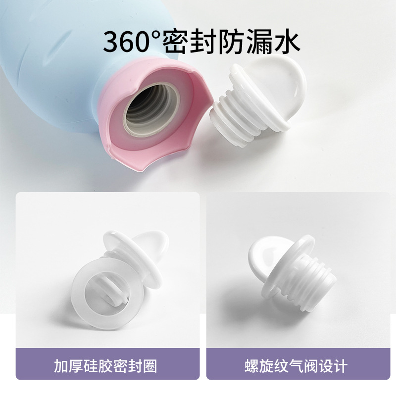 New silicone water-filled hot water bag for women, leak-proof and explosion-proof hot water bag, cartoon children's hot water bag details Picture