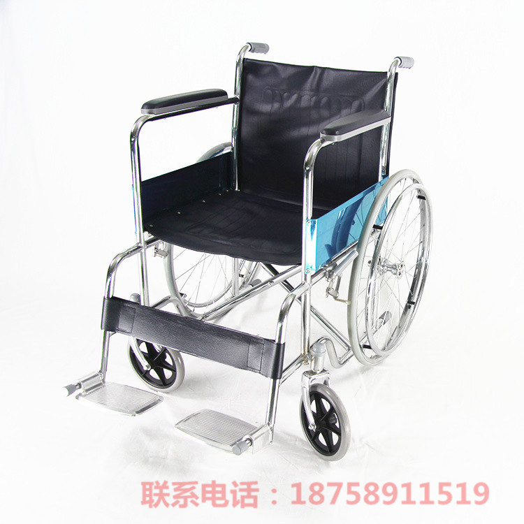 Electroplated leather wheelchair, stainless steel manual wheelchair, foldable light elderly hand-pushed mobility scooter Specification image