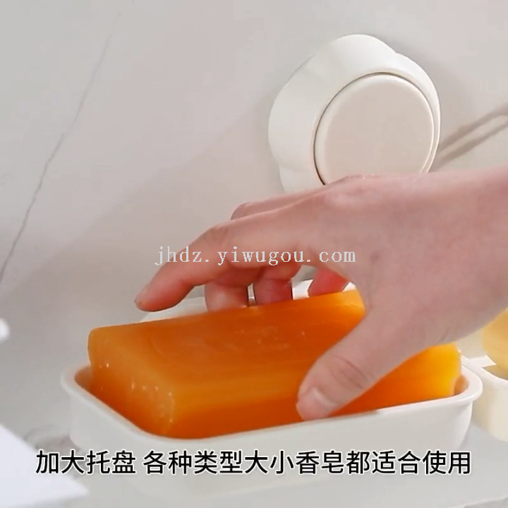 The anti-mold suction cup soap box can be installed horizontally and vertically without leaving any marks, firmly without the need for drilling, with a raised groove and hollowed-out water drainage. It is a storage wonder Specification image