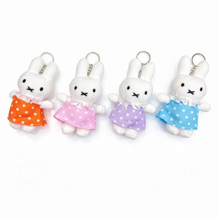 Lace, polka dot, fruit dress, rabbit plush pendant, cartoon white rabbit keychain, backpack hanger wholesale Specification image