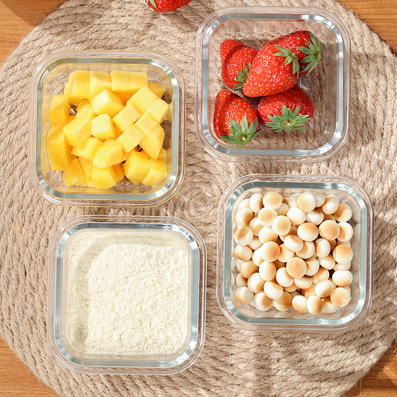 Fresh-keeping box, glass baby food box, steamable, microwave oven, baby mini lunch box, fresh-keeping bowl, quantitative storage box details Picture