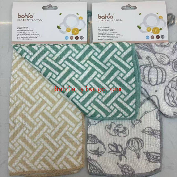 Scouring pads, microfiber cleaning cloths, dishcloths, dishcloths, fiber wiping cloths, multi-functional kitchen wiping cloths, household durable 30*30cm, bahia details Picture