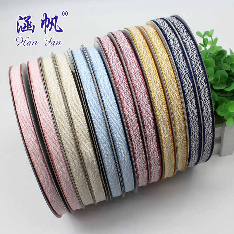 Wholesale of 3 minutes 1CM water ripple multi-color woven tape handcrafted hair accessory materials, baked wedding gift box tape factory direct sales