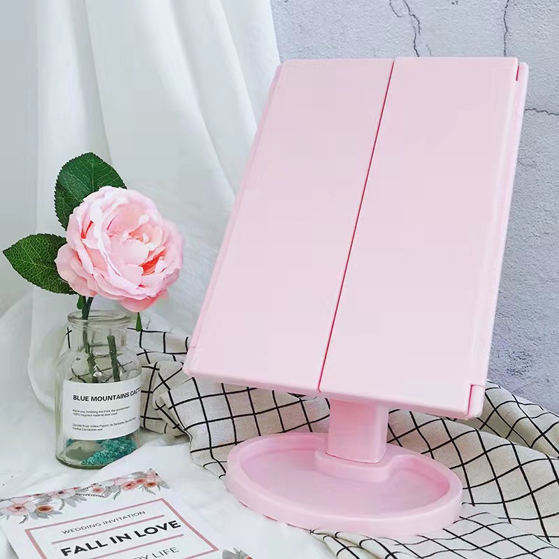 三折化妆镜带灯 镜子 放大发光led化妆镜台式收纳梳妆镜 厂家批发