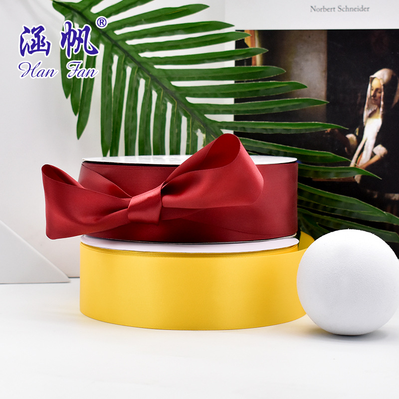 Blue ribbon rolled decorative items, handcrafted materials, ribbon tied flower gift box packaging decorative items, 50 meters long details Picture