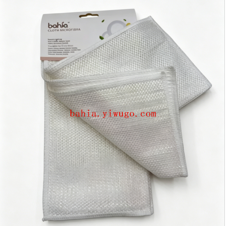 White double-sided grid dishcloth, oil-free and stain-removing cloth, special scouring pad for kitchen POTS and pans details Picture