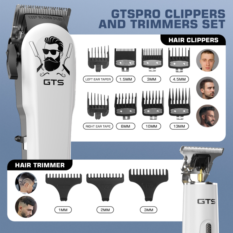 GTS-6051+GTS-6117 智能数显 外贸批发充电理发剪剃须刀套装细节图