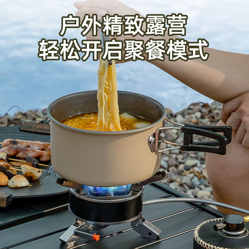 跨境专供自驾游车载炉具 野炊登山防风三芯炉头户外便携猛火气炉产品图