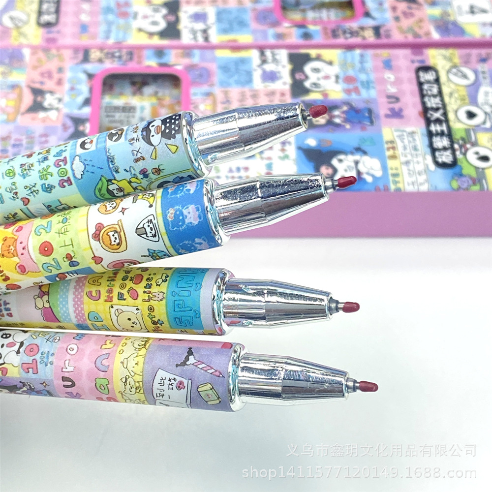 Cartoon cute press pen st High appearance level student practice pen, girl gel pen, comic style black gel pen full figure