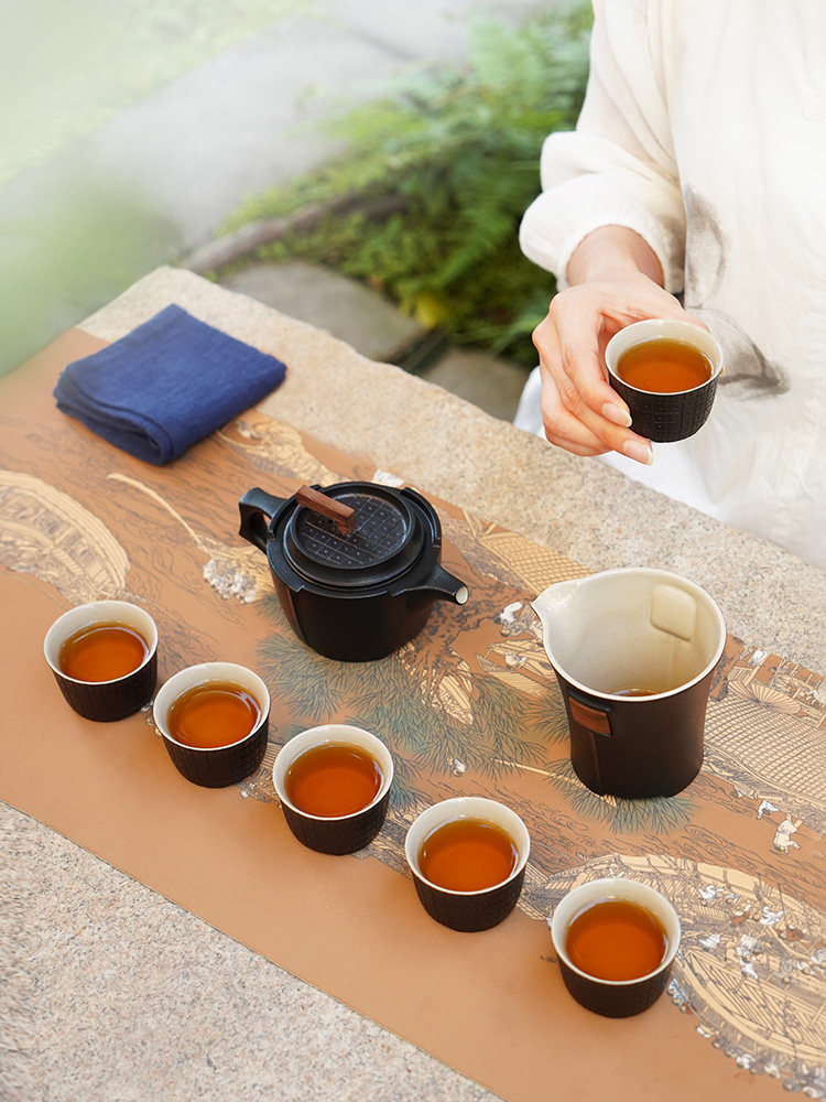 Taiwan Lu Bao Ceramic Men's Tea Set, Business office, home tea room, simple design, Flag Opening Victory Gift box