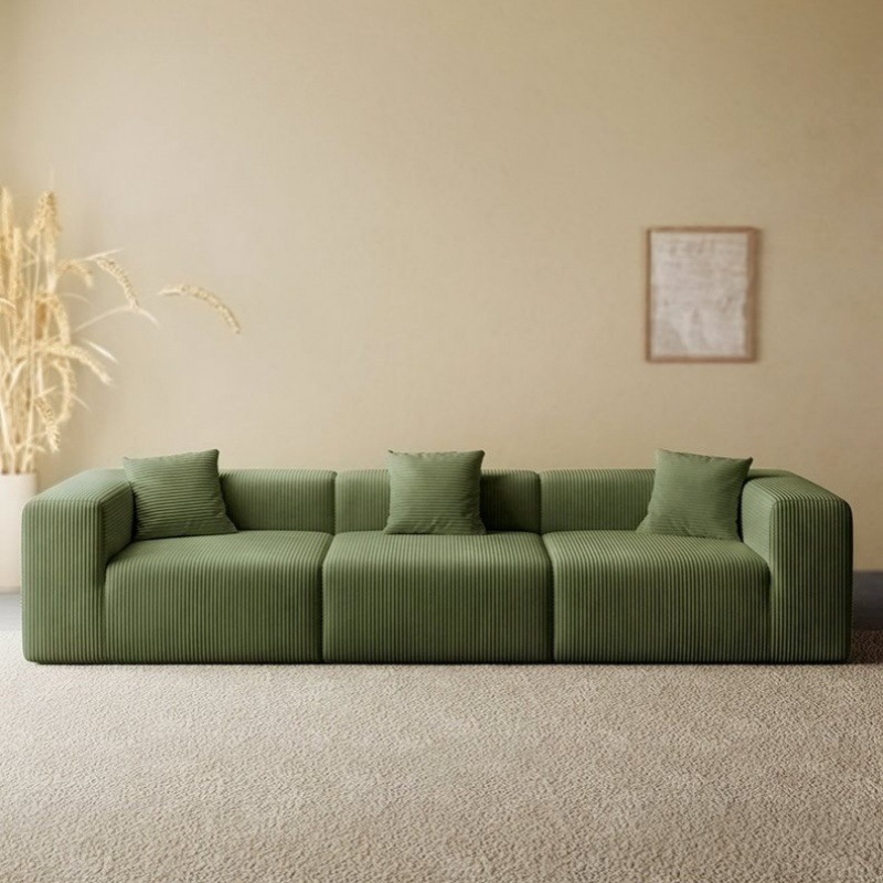 Cross-border vacuum compression sofa, Italian minimalist cotton and linen fabric, detachable and washable, large and small apartment block straight row sofa Specification image