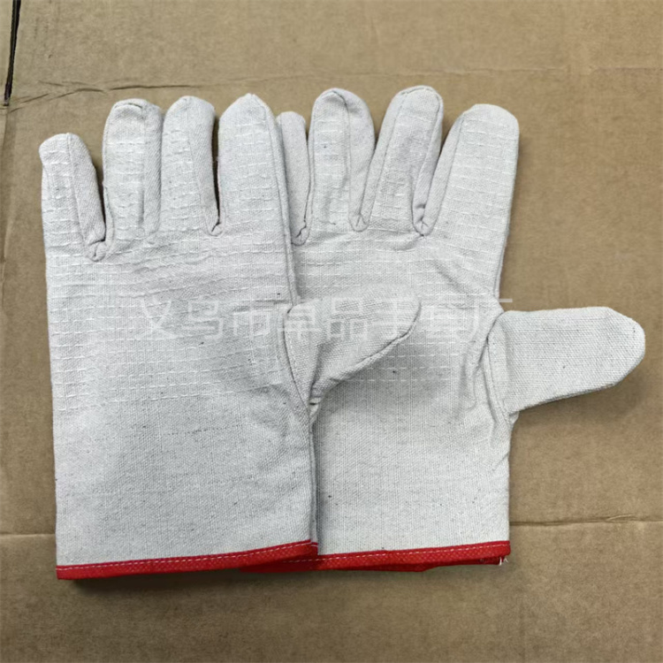24-line double-layer red-edge canvas gloves, thickened twill canvas protective gloves for electric welding, grinding and mechanical work Specification image