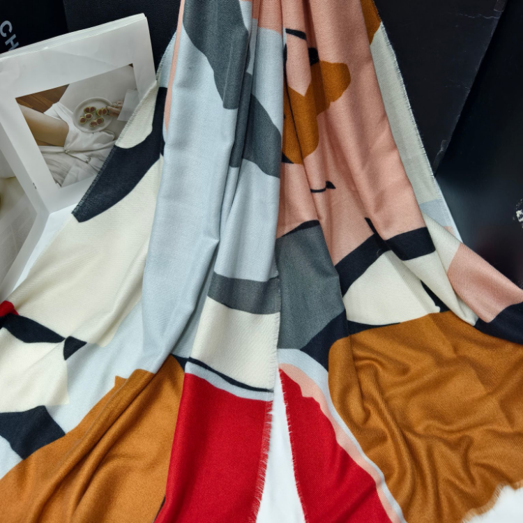 Wholesale export scarves, e-commerce live-streaming supply chain, imitation cashmere loose whiskers, printed graffiti, marble pattern supply details Picture