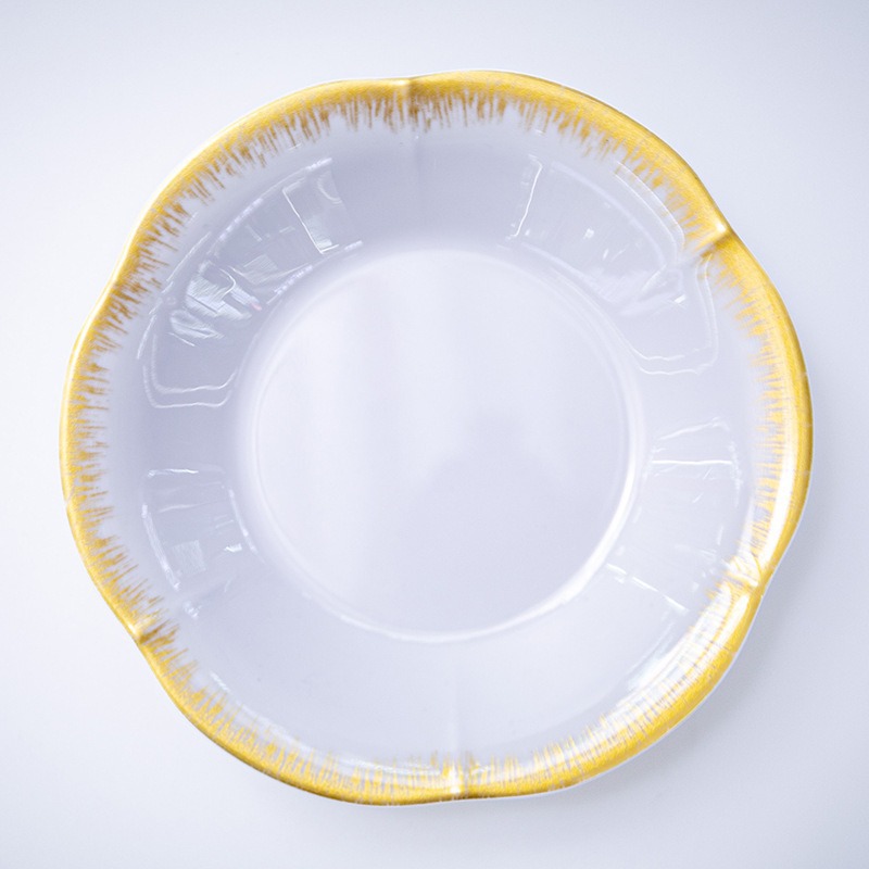 Melamine melamine tableware, melamine plates, round corrugated plates, 5-inch, 6-inch, 7-inch, 8-inch, 9-inch decal gold-edge bowls and plates details Picture