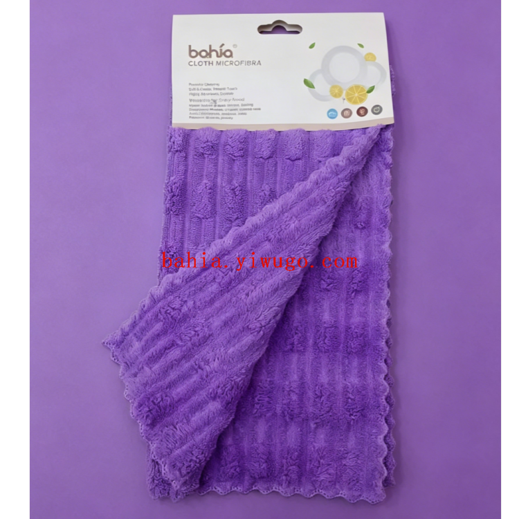 Bahia Polka dot double-sided microfiber cleaning cloth is a highly efficient oil-stain and water-absorbing kitchen cloth in purple series Application Scenario
