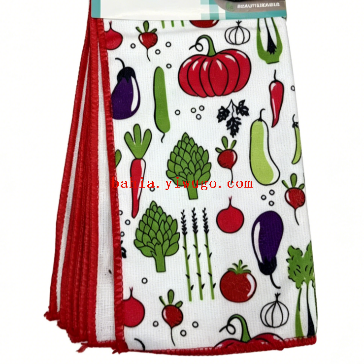 A variety of printed 30*30cm lockstitch multi-layer mesh cloth for kitchen dishcloths and cleaning scouring pads Item Picture