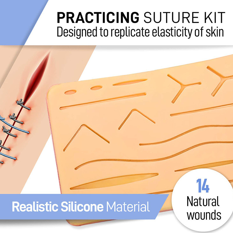 17 biological dissection tools, suturing silicone thread, experimental equipment, stainless steel scissors, tweezers, knife handles for teaching purposes details Picture