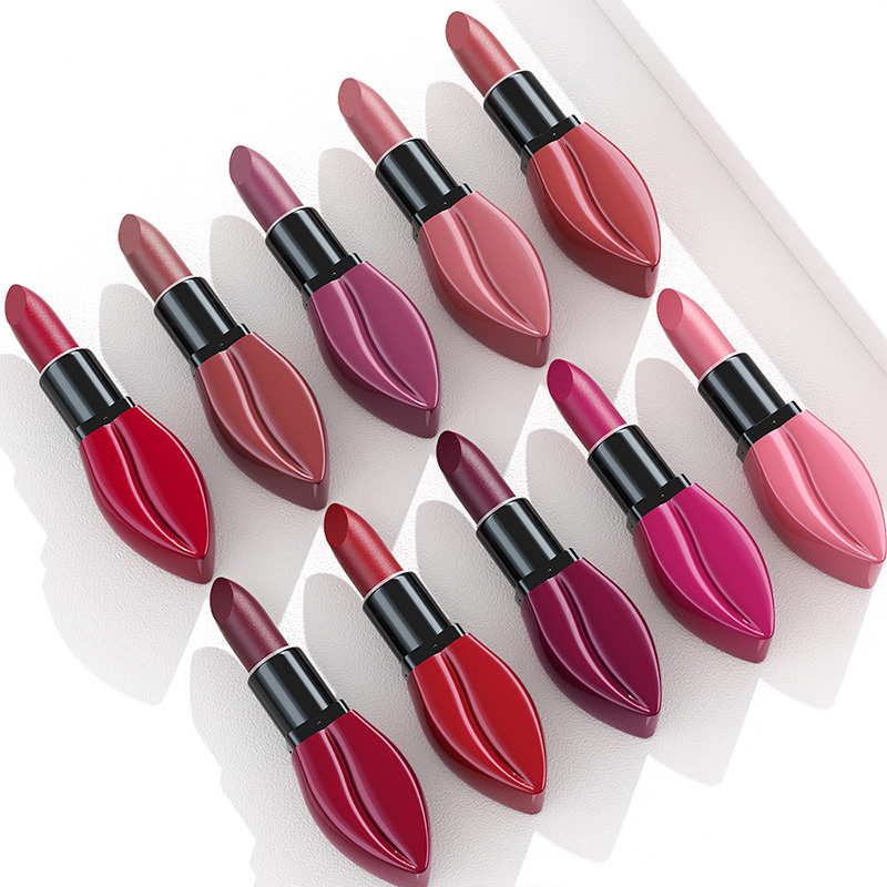 10-color vegan matte lipstick with moisturizing formula, smooth application, full coverage, and customizable logo available Specification image