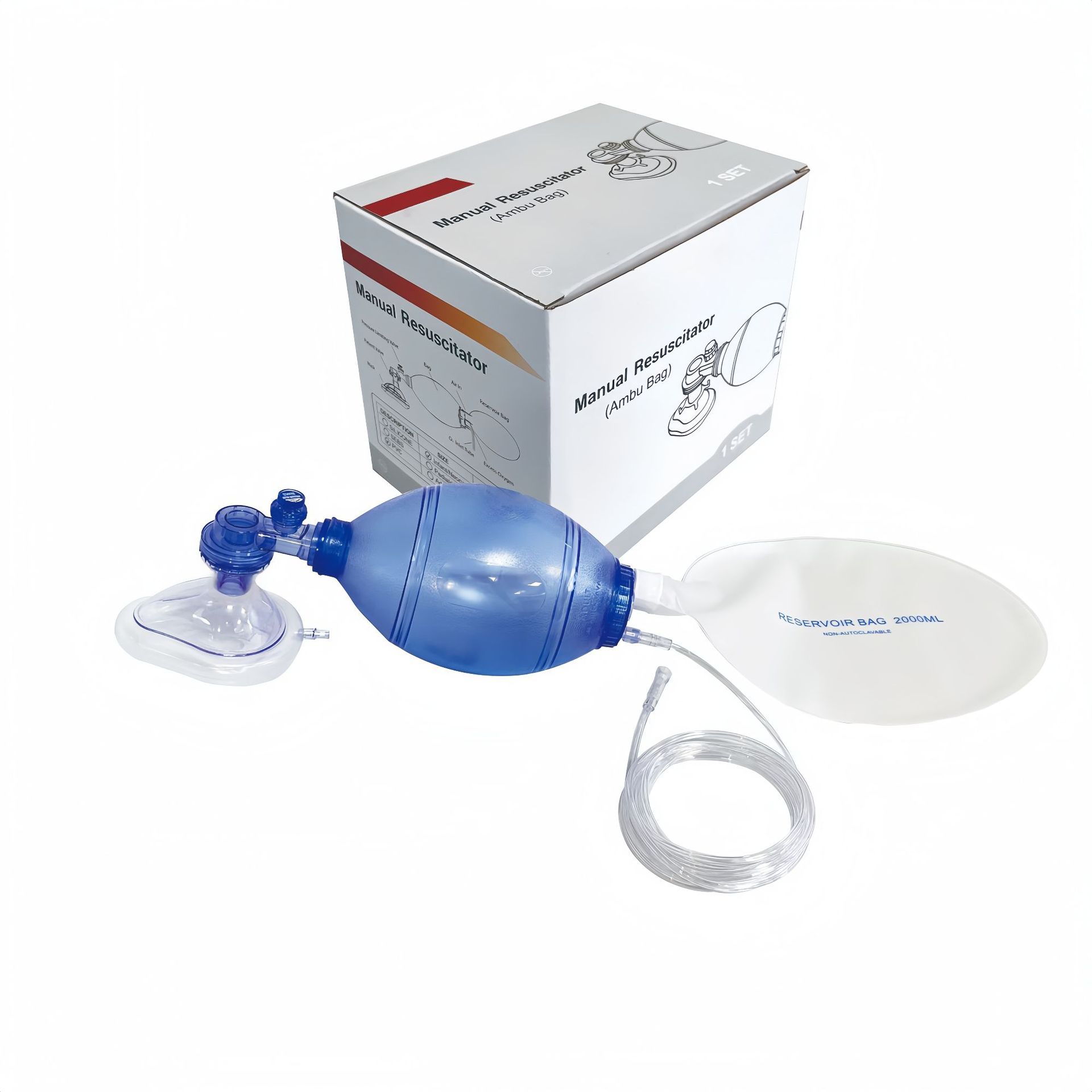 PVC simple respirator, artificial respiration resuscitation airbag, manual Resuscitator, color box packaging for export