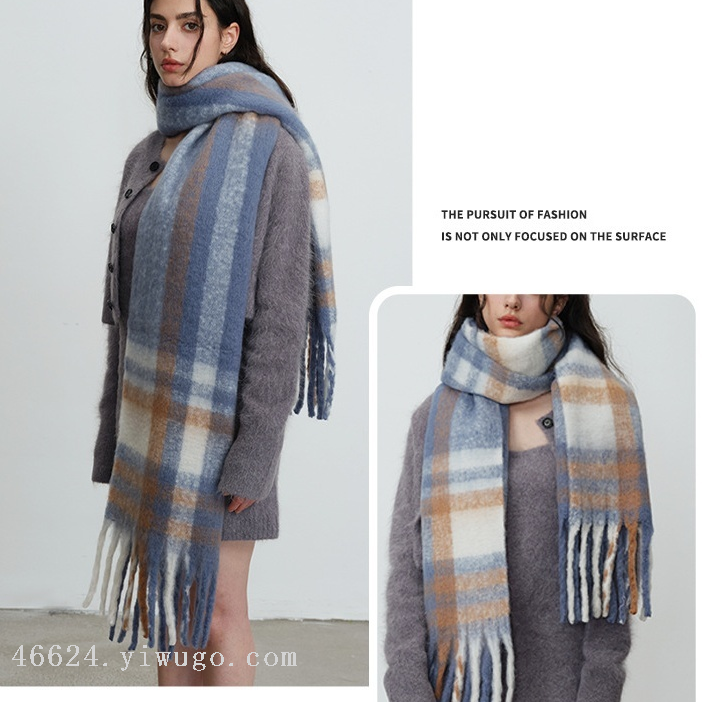 The cross-border scarf wholesale e-commerce live-streaming supply chain of Monet Garden AC checkered thick beard is booming