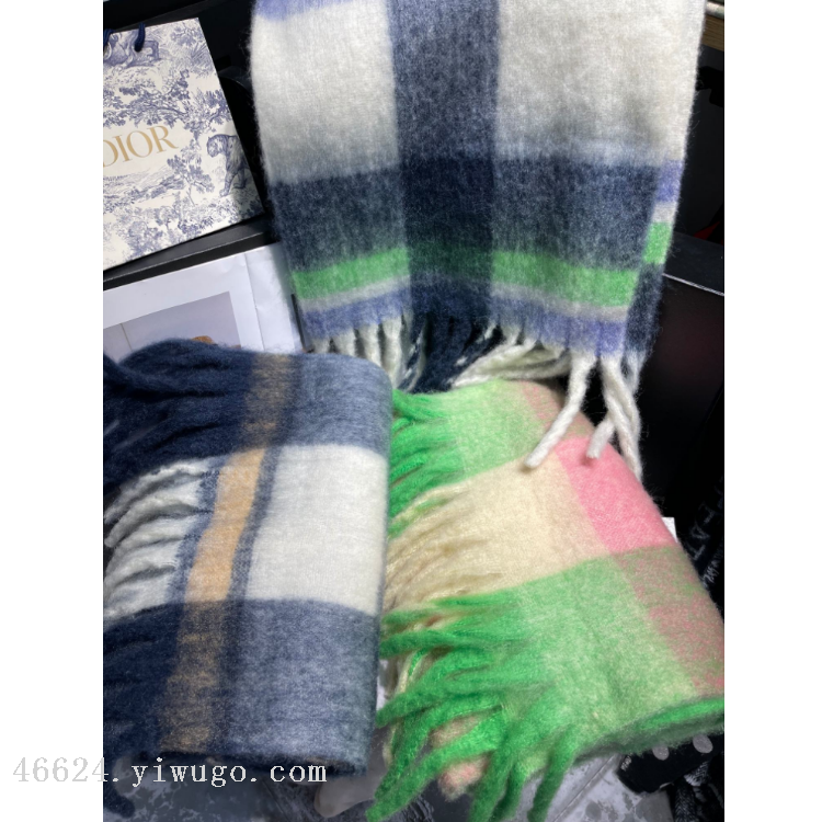 Cross-border scarf wholesale e-commerce live streaming supply chain COS checkered thick beard scarf new style Zhangqing checkered Specification image