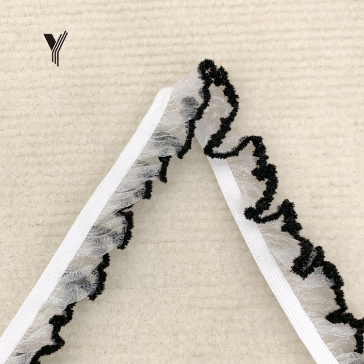 In stock: color single-sided black fungus edge knitted elastic band hair accessories, women's underwear, swimsuits, fish silk woven band underwear, high-end Specification image