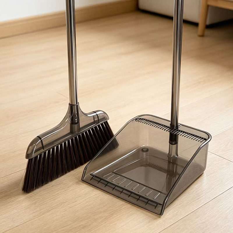 Broom and dustpan combination, thickened acrylic bathroom broom, household soft-bristled cleaning broom with no blind spots, four-in-one details Picture