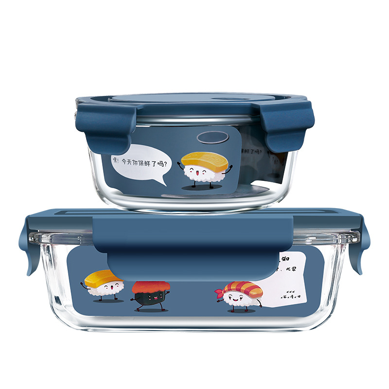 耐高温玻璃可进微波炉饭盒上班族餐盒学生保温便当盒餐盒便携套装白底实物图