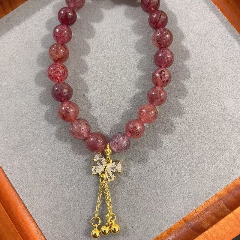 New Chinese-style natural strawberry crystal jade gourd bracelet, sweet and girlish ins bracelet, best friend details Picture