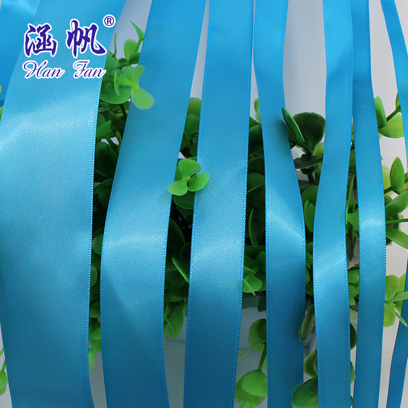 6MM-50MM poliéster de alta densidad cinta lago azul cielo azul boda decoración cinta DIY cinta de embalaje details Picture