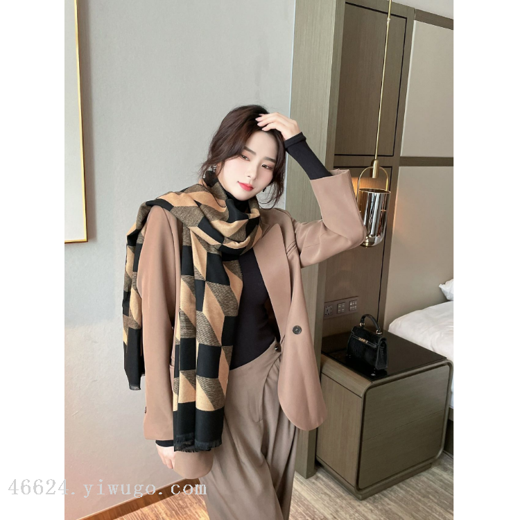 Cross-border scarf wholesale e-commerce supply 37 Fashion Jacquard series three-dimensional checkered scarves details Picture