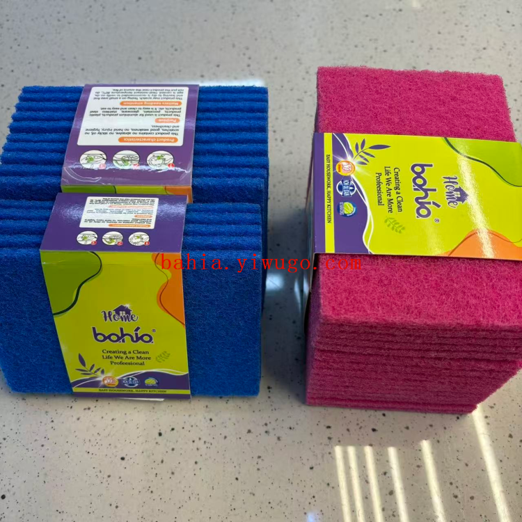 Thickened double-spray sand-containing scouring pad, kitchen pot scrubbing, dish washing sponge, cleaning, stain-removing and oil-removing cloth bahia details Picture