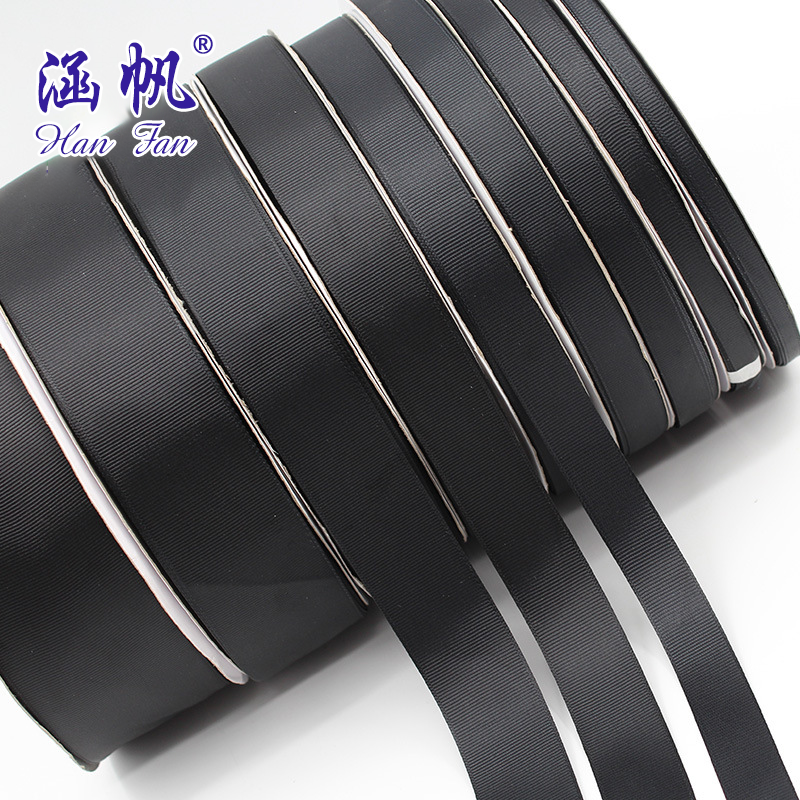 Factory direct sales of 0.3-6cm black ribbed tape, threaded tape, black plain weave tape and polyester bags