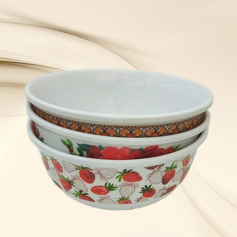 Thickened melamine salad bowl, ramen bowl, cooking basin, Korean-style printed salad bowl, egg beater and noodle bowl, versatile full figure