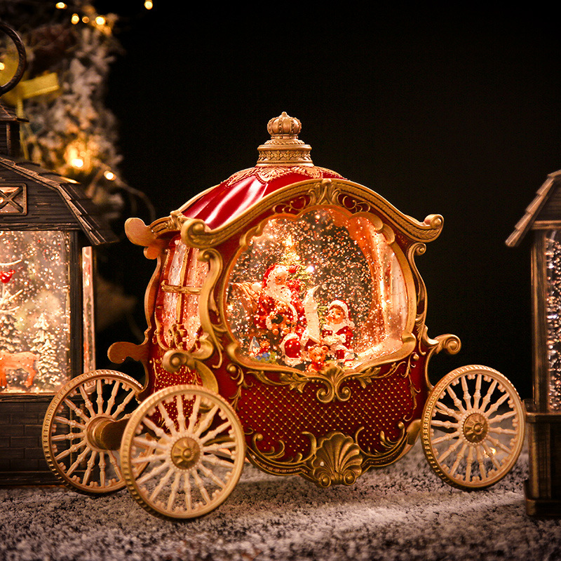 High-end Christmas pumpkin carriage, old man wind lantern, music box, music box decoration, birthday gift, display item, gift crystal Item Picture