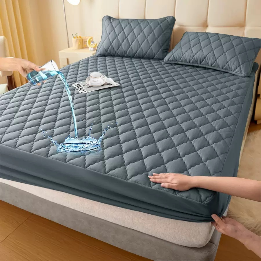 Direct sales for foreign trade, cross-border exclusive supply and wholesale of waterproof cotton-padded beds, solid color thickened matte MATS, Dream protective beds