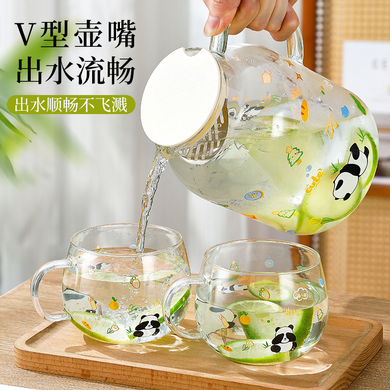 大容量冷水壶高硼硅玻璃水杯耐高温泡茶壶家用高颜值卡通玻璃水具