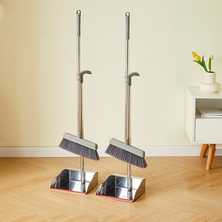 Wholesale household living room thickened non-stick hair dustpans, soft bristle sweeping sets, brooms, garbage shovels, stainless steel brooms Application Scenario