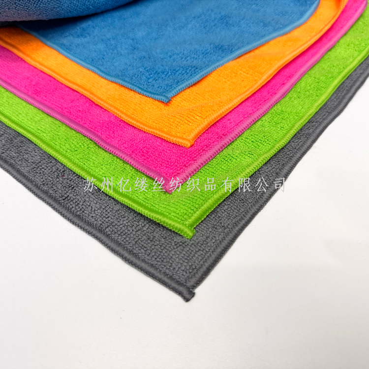 现货经编超细纤维彩色毛巾专供汽车美容保洁厨房抹布美容美发毛巾产品图