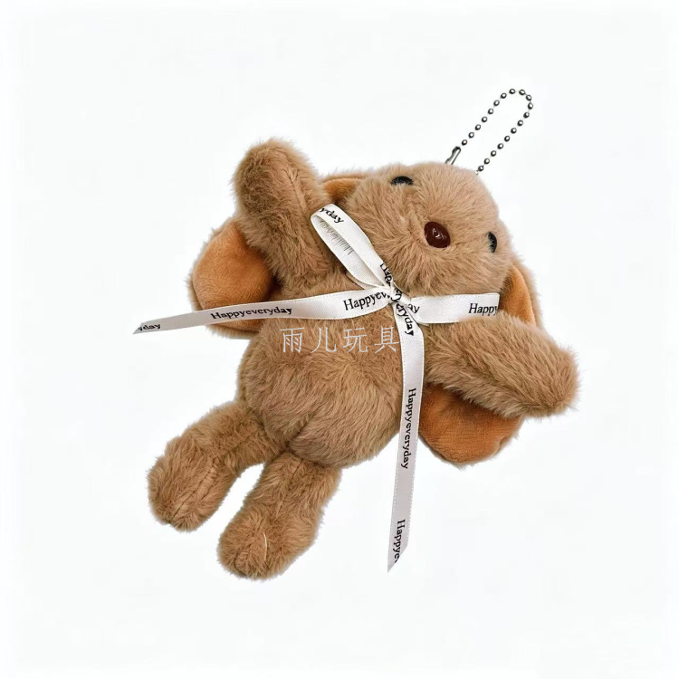 Three-color tied ribbon rabbit pendant, simple bow hanging ear rabbit, plush key chain backpack hanging doll supply Application Scenario