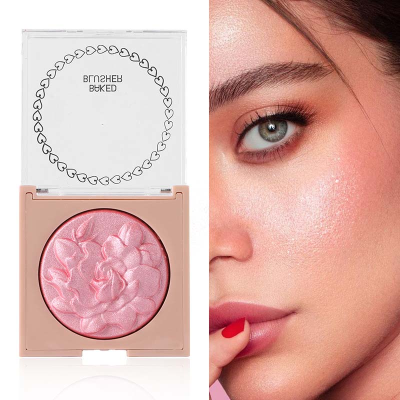 Rose blush, pearlescent light color-changing cream, European-style makeup, high-gloss contouring, creating a natural look