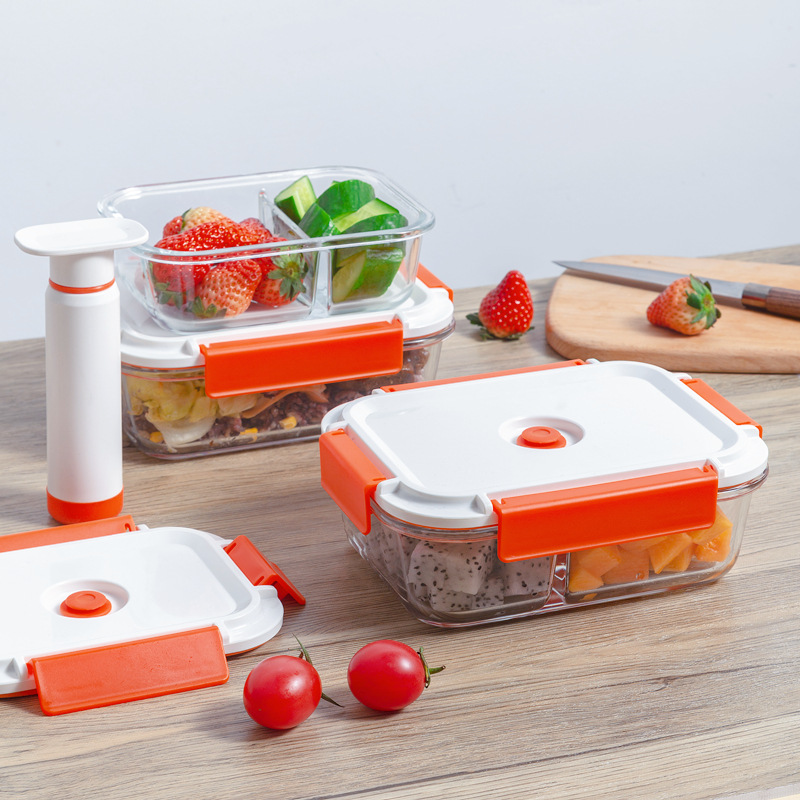 Vacuum electric air-pumping glass lunch box, sealed storage, student and office worker lunch box, microwaveable details Picture