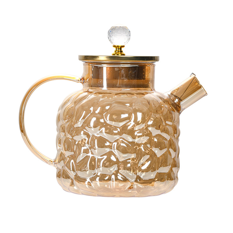 玻璃壶/玻璃水壶/玻璃凉水壶/琉璃果汁缸/条纹壶白底实物图