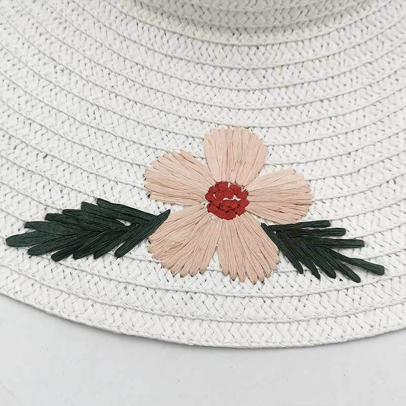 Wholesale of cross-border spring and summer three-dimensional embroidered straw hats, women's beach hats, top hats and sun hats Specification image
