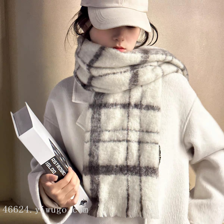 Cross-border scarf wholesale e-commerce network, loop gauze, checkered loose whisker, live-streaming supply chain Item Picture